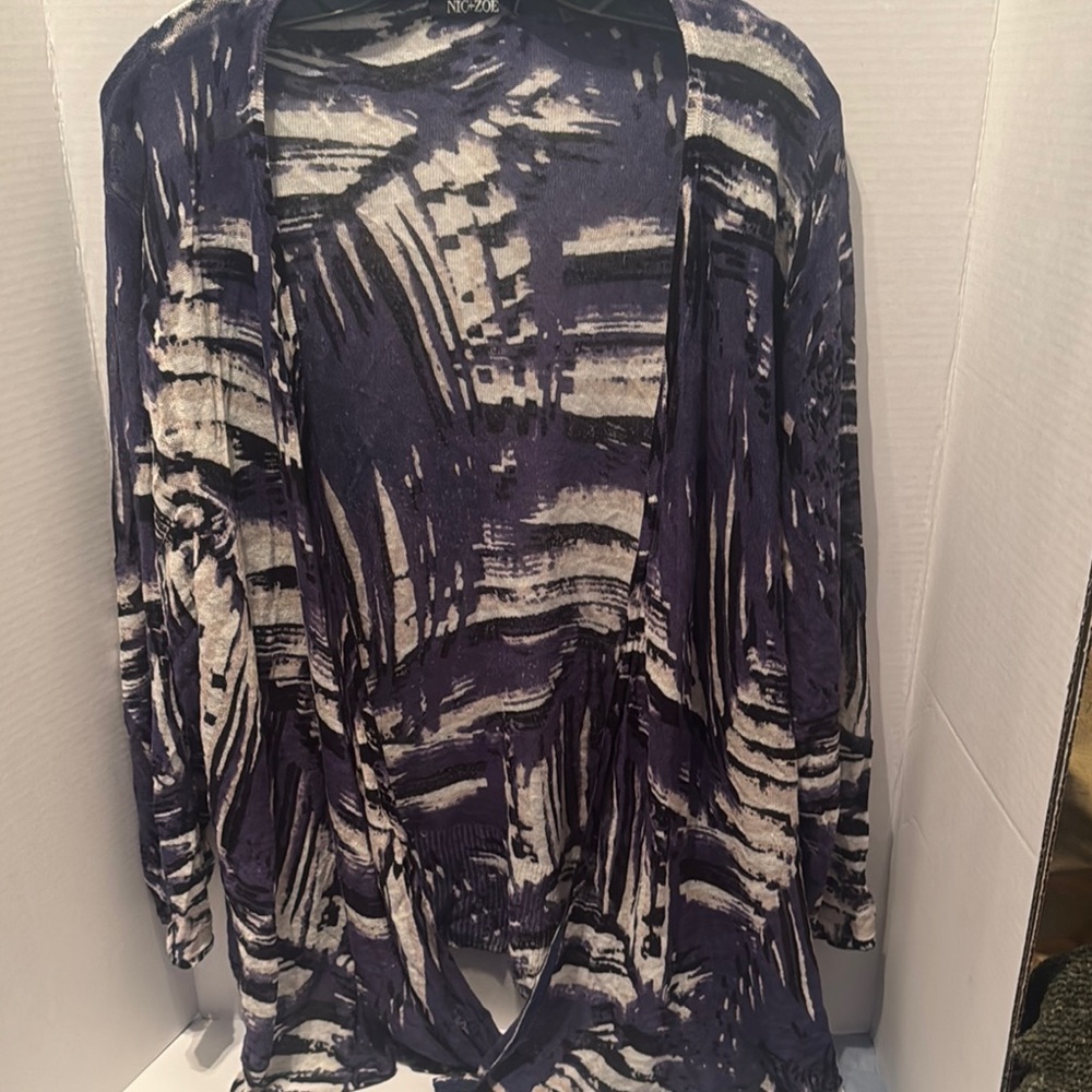 Abstract Patterned Open Cardigan